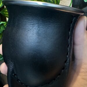 Mate Modelo Camionero de calabaza con virola de acero doble cuero color Negro