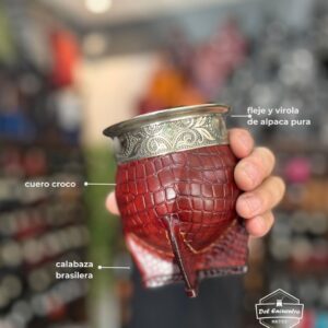 Imperial Premium de calabaza, cuero crocco borravino, Virola y fleje de alpaca labrada