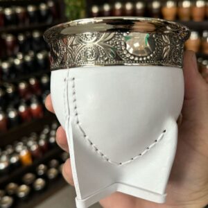 Mate Imperial Premium Cuero Blanco liso, costura uruguaya con Fleje y virola de Alpaca pura