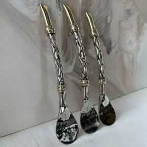 Bombillón Uruguayo Semicurvo de alpaca y bronce trenzado doble anillo.