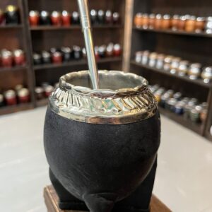 Torpedo de calabaza, virola de alpaca cincelada