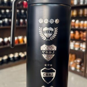 Termo Media manija negro con grabado laser Boca 1L
