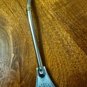 Bombilla de acero inoxidable con anillo de bronce 17x7 boca fina, pala de 2,5cm