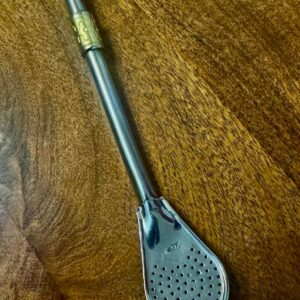 Bombilla Semi curva de acero inoxidable con anillo 18x7 pala de 3cm