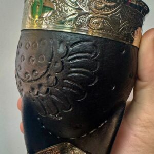 Imperial Premium de calabaza, Base refuerzo y perlas de bronce, doble cuero labrado Negro, virola de alpaca lisa.