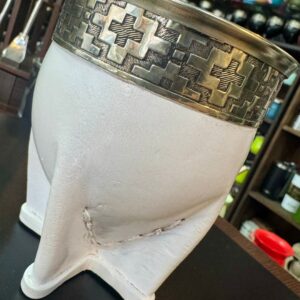 Imperial premium de calabaza, doble cuero blanco, con fleje y virola de alpaca lisa