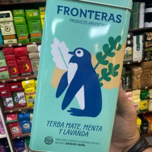 Yerba Mate Fronteras Menta y Lavanda lata Yerbera 500gr