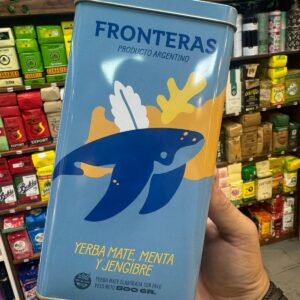 Yerba Mate Fronteras Menta y Jengibre lata Yerbera 500gr