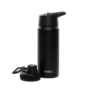 Botella Térmica Deportiva De Acero Inoxidable Negra 500 ML Pico Intercambiable