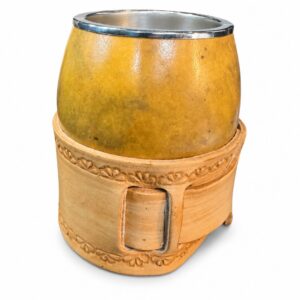 Mate Modelo Coco Criollo Natural con base en cuero regulable con virola de acero