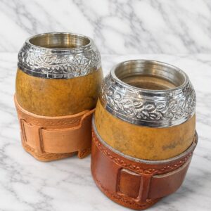 Mate Criollo de Virola alpaca doble cincelada, Calabaza Brasilera